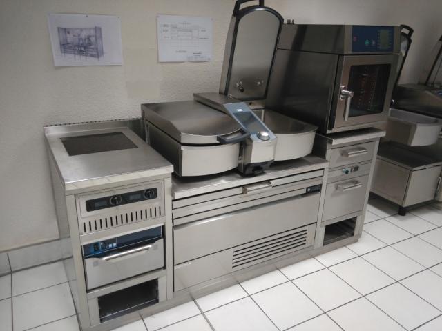 FlexDrawer kitchen in situ in kitchen with cooking equipment positioned on top