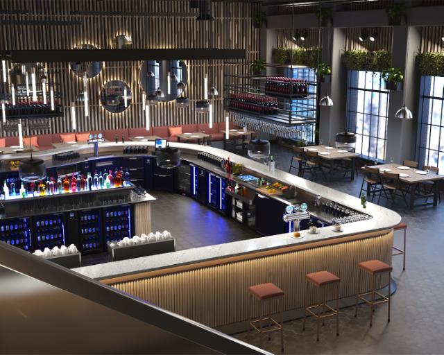 bar environment in Foster's showroom