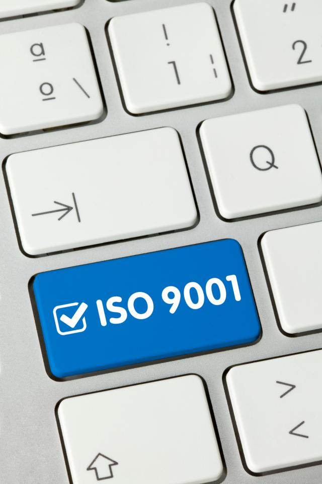 ISO9001 on a computer keyboard