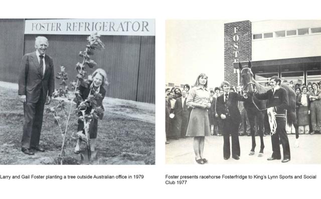 Larry and Gail Foster planting a tree and and racehorse 