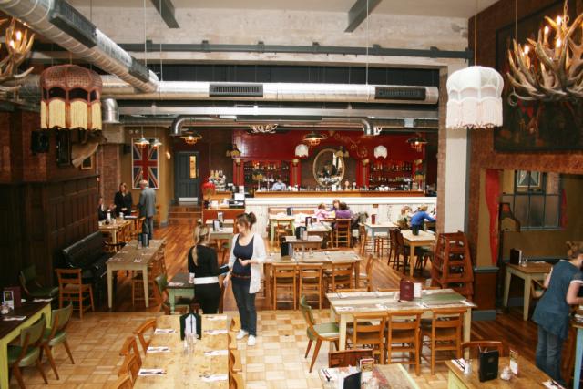 bar and restaurant environment with people in